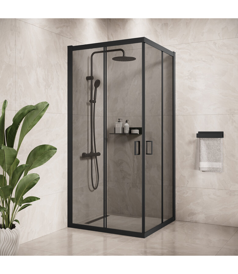 Douchecabine Dakota 80 x 80 x 190 cm - zwart - rookglas - nano coating