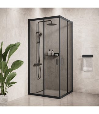 Douchecabine Dakota 100 x 100 x 190 cm - zwart - rookglas - nano coating