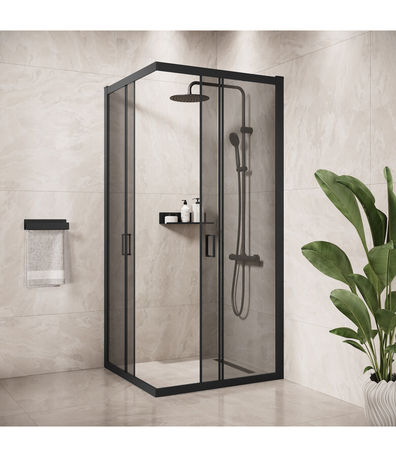 Douchecabine Dakota 100 x 100 x 190 cm - zwart - rookglas - nano coating