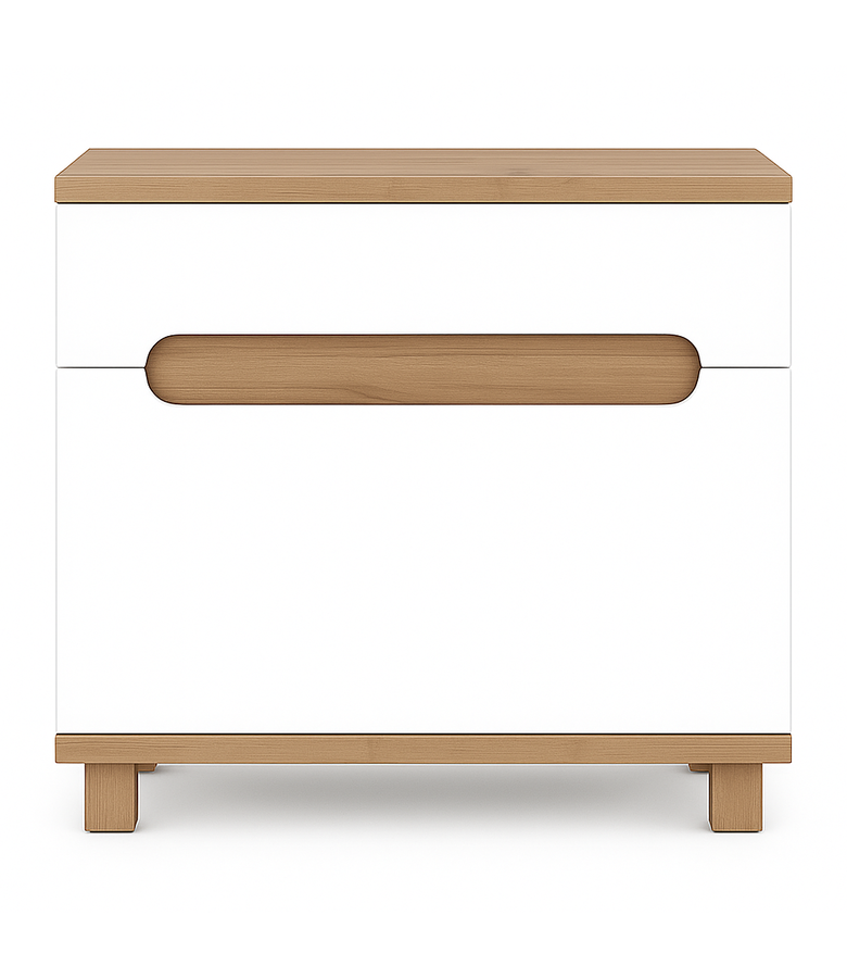 Wastafelkast Otero 60 x 34 x 57 cm - hoogglans wit met eiken