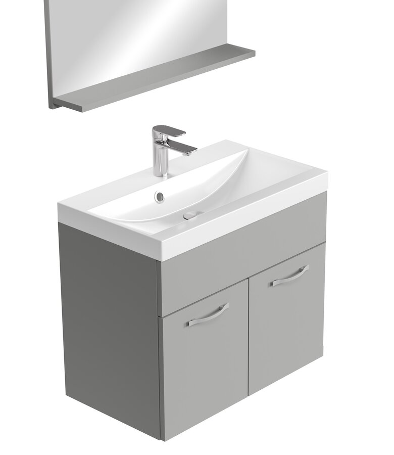 Badkamermeubel Montreal 02 60cm met spiegel - mat grijs