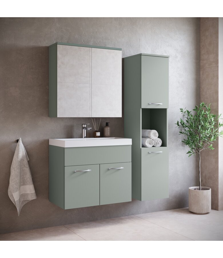 Badkamermeubel Montreal 60cm met spiegelkast - mat groen