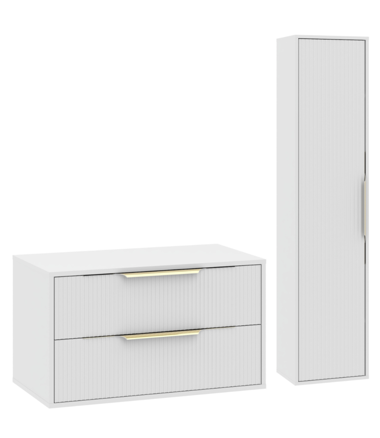 Wastafelkast Rimini met kolomkast - 80 x 46 x 46 cm - wit