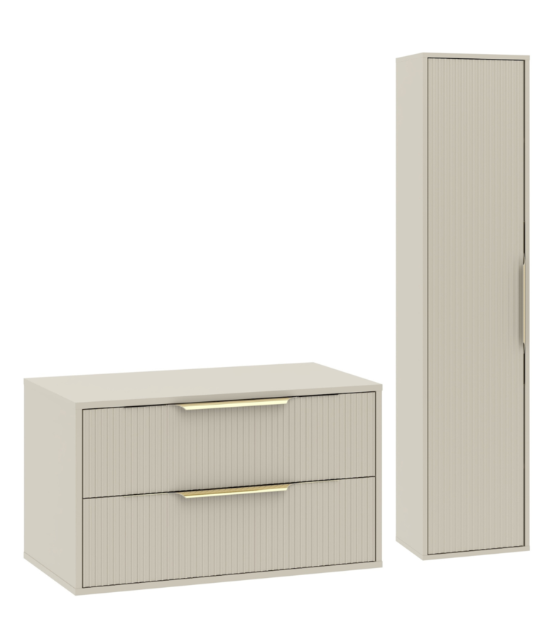 Wastafelkast Rimini met kolomkast - 80 x 46 x 46 cm - beige