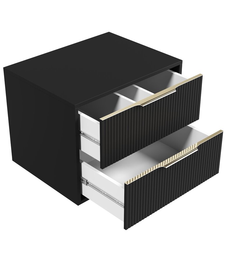 Wastafelkast Rimini met kolomkast - 60 x 46 x 46 cm - mat zwart