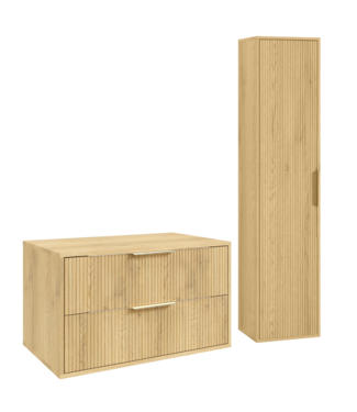 Wastafelkast Rimini met kolomkast - 80 x 46 x 46 cm - eiken