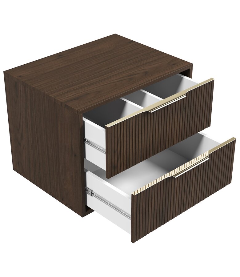 Wastafelkast Rimini met kolomkast - 60 x 46 x 46 cm - walnoot bruin