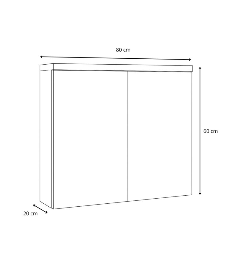 Spiegelkast Toledo 80 x 20 x 60 cm - beton grijs