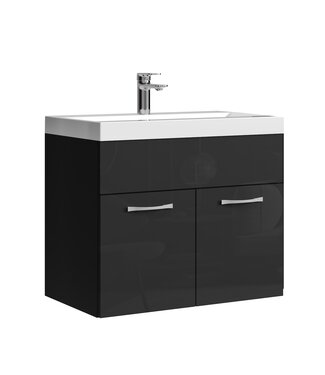 Badkamermeubel Montreal 01 60cm met wastafel - hoogglans zwart