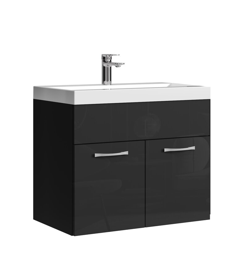 Badkamermeubel Montreal 01 60cm met wastafel - hoogglans zwart