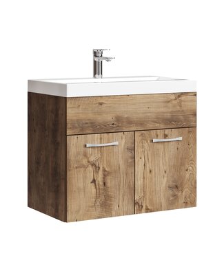 Badkamermeubel Montreal 01 60cm met wastafel - bruin eiken