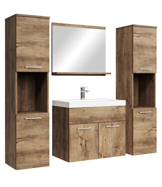 Badkamermeubel Montreal XL 60cm complete set - bruin eiken