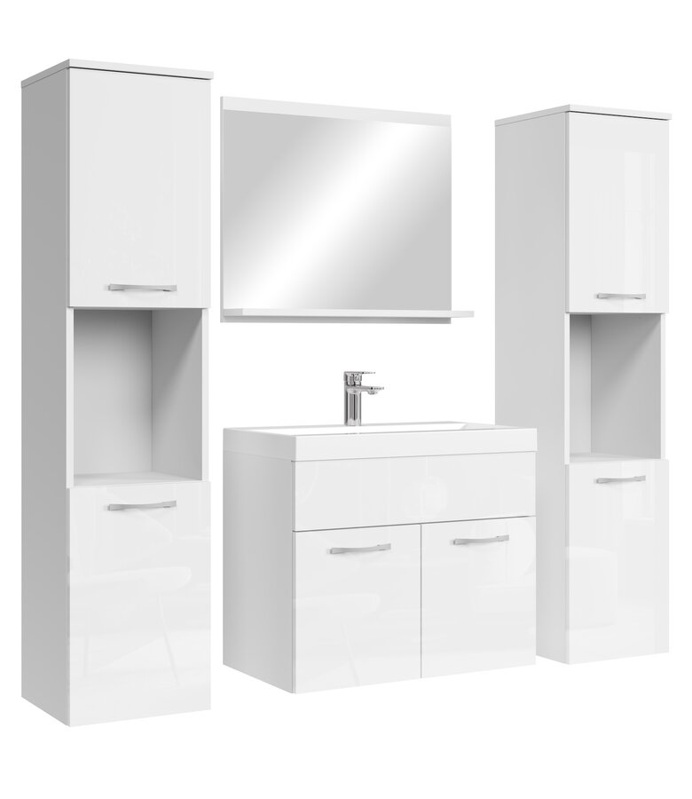Badkamermeubel Montreal XL 60cm complete set - hoogglans wit