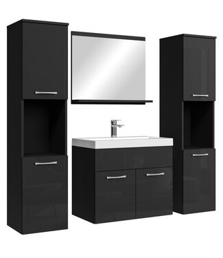 Badkamermeubel Montreal XL 60cm complete set - hoogglans zwart