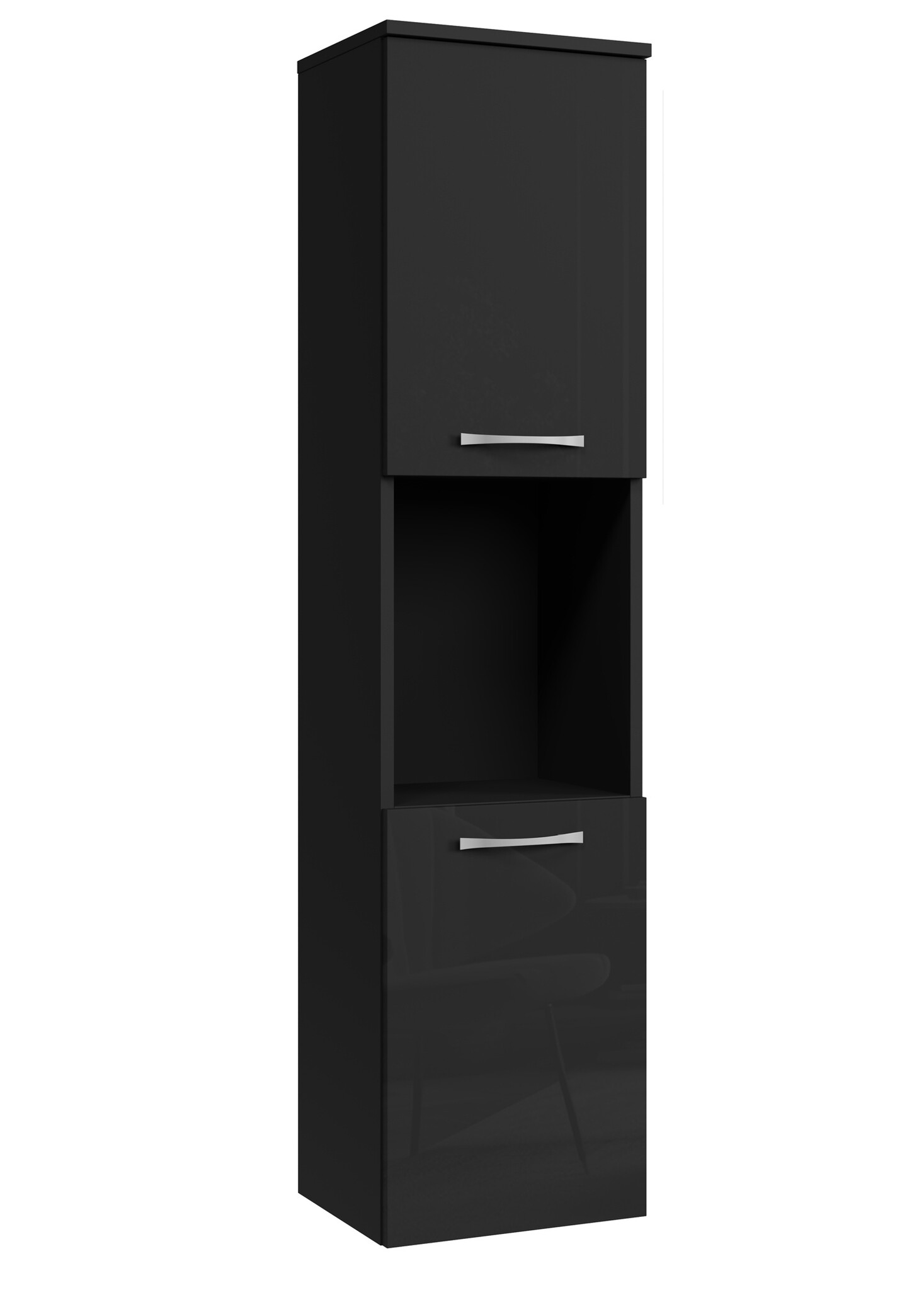COSTWAY Badkamerkast, Badkamerkast Met Open Vak, Kastdeur En Verstelbare Plank Bijzetkast Opbergkast Voor Badkamer Woonkamer Zwart 30 X 80 Cm 1668014881