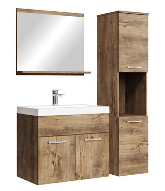 Badkamermeubel Montreal 60cm complete set - bruin eiken