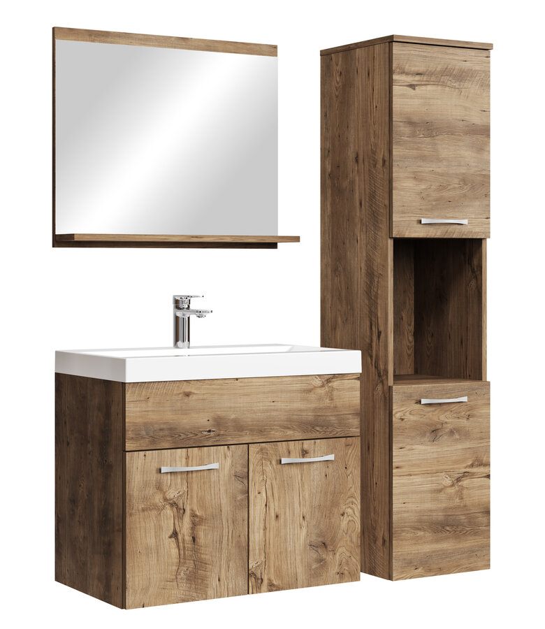 Badkamermeubel Montreal 60cm complete set - bruin eiken