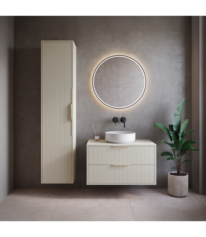 Wastafelkast Rimini met kolomkast - 80 x 46 x 46 cm - beige