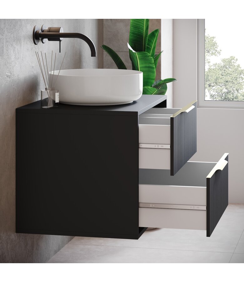 Wastafelkast Rimini - 60 x 46 x 46 cm - mat zwart