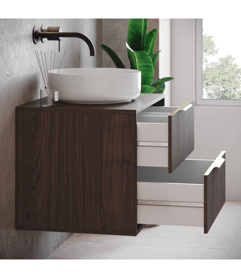 Wastafelkast Rimini - 60 x 46 x 46 cm - walnoot bruin