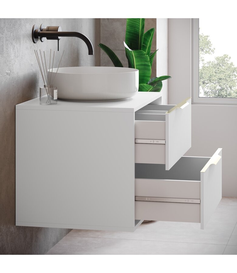 Wastafelkast Rimini met kolomkast - 80 x 46 x 46 cm - wit