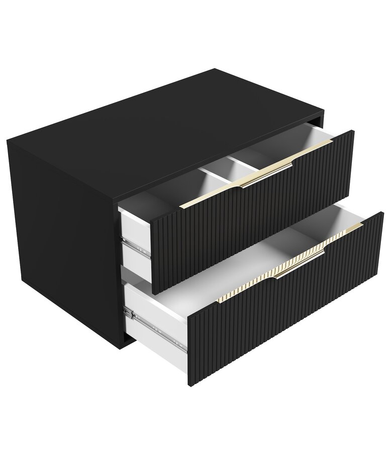 Wastafelkast Rimini met kolomkast - 80 x 46 x 46 cm - mat zwart