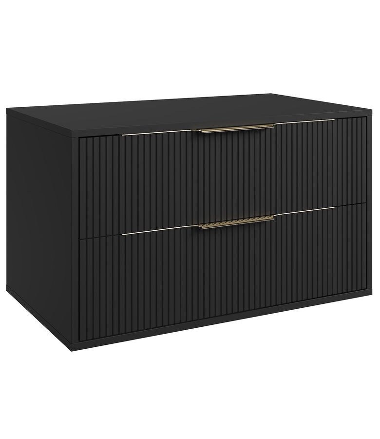 Wastafelkast Rimini met kolomkast - 80 x 46 x 46 cm - mat zwart