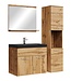 Badkamermeubel Montreal 60cm complete set - eiken - zwarte wastafel