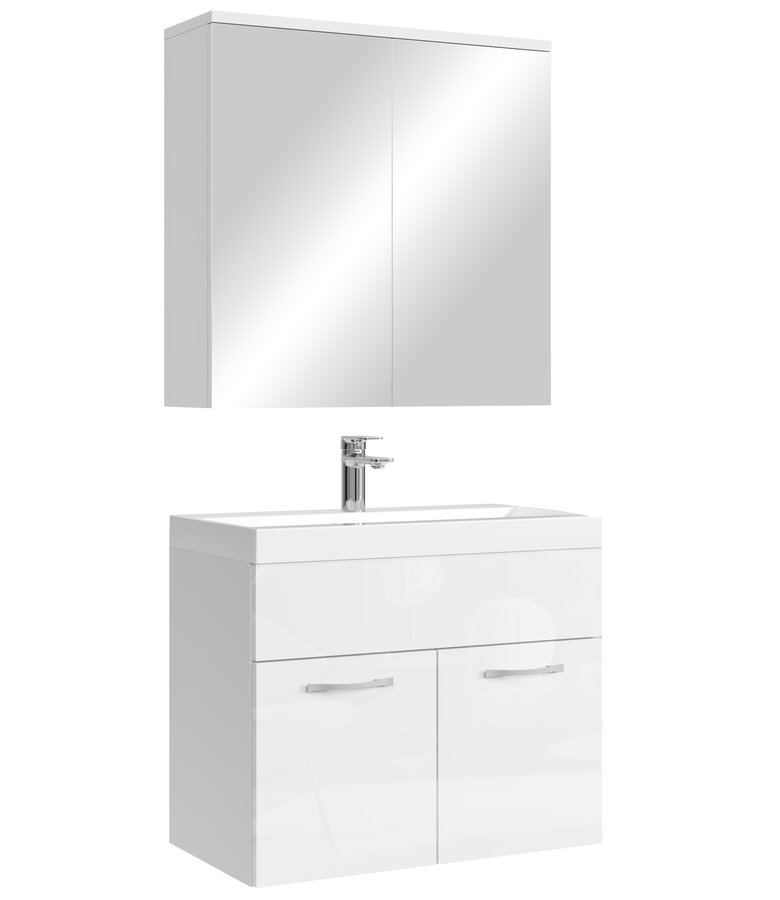 Badkamermeubel Montreal 60cm met spiegelkast - hoogglans wit