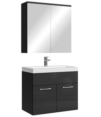 Badkamermeubel Montreal 60cm met spiegelkast - hoogglans zwart