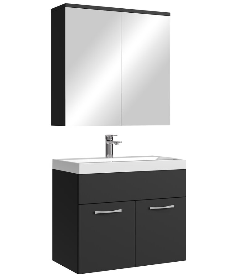 Badkamermeubel Montreal 60cm met spiegelkast - mat zwart