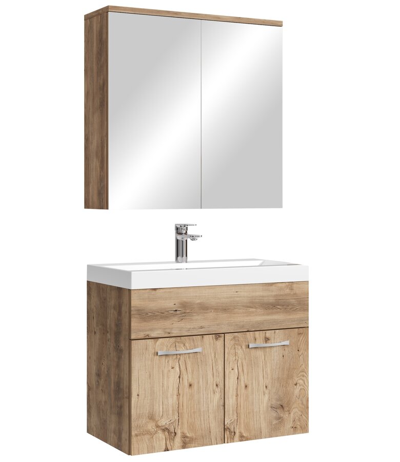 Badkamermeubel Montreal 60cm met spiegelkast - kastanje eiken