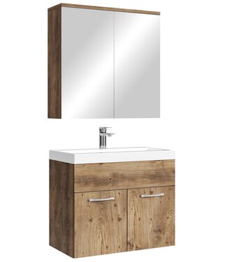 Badkamermeubel Montreal 60cm met spiegelkast - bruin eiken