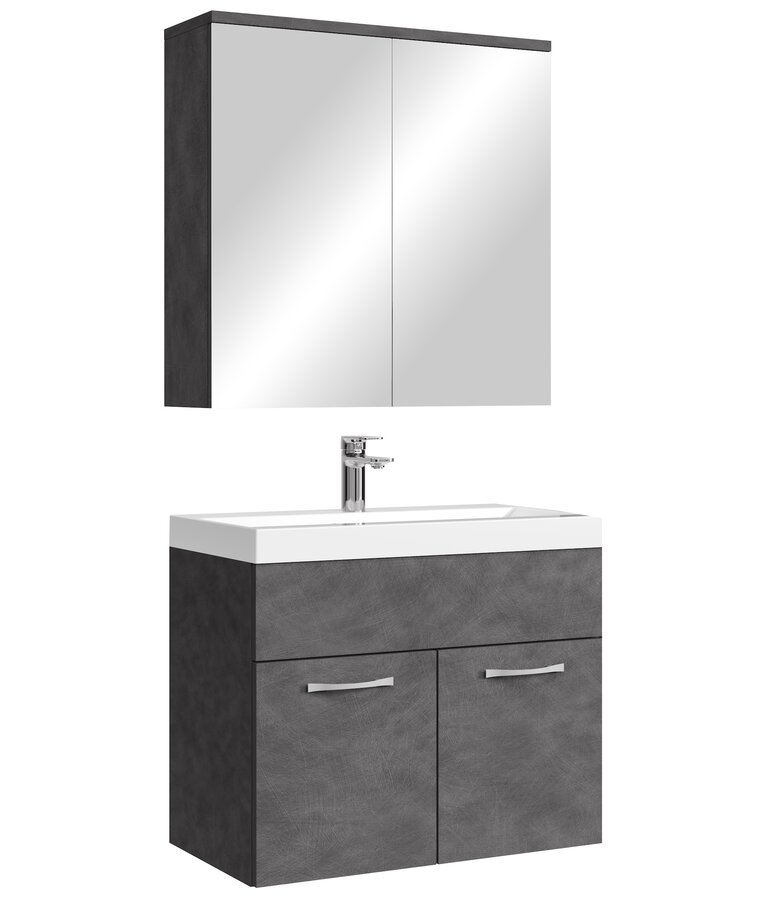 Badkamermeubel Montreal 60cm met spiegelkast - donker grijs