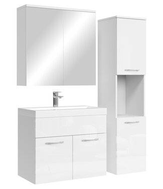 Badkamermeubel Montreal 60cm complete set met spiegelkast - hoogglans wit