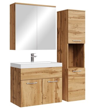 Badkamermeubel Montreal 60cm complete set met spiegelkast - eiken