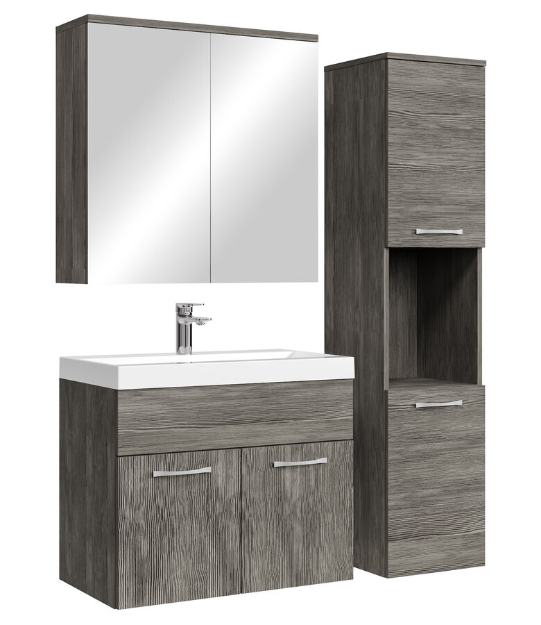 Badkamermeubel Montreal 60cm complete set met spiegelkast - grijs eiken