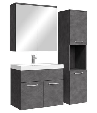 Badkamermeubel Montreal 60cm complete set met spiegelkast - donker grijs