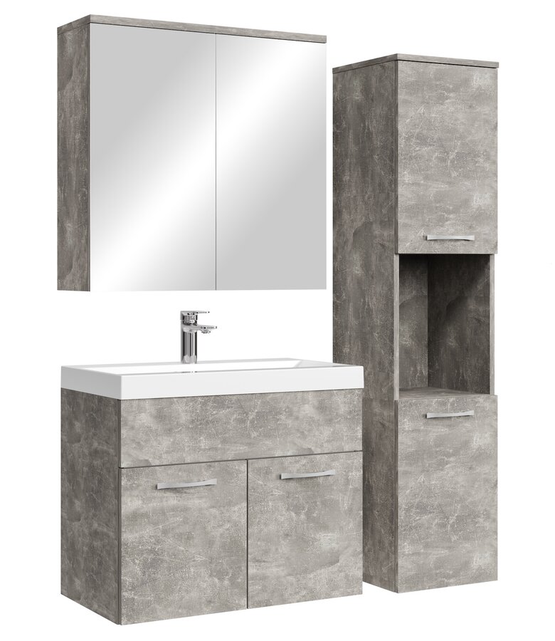 Badkamermeubel Montreal 60cm complete set met spiegelkast - beton grijs