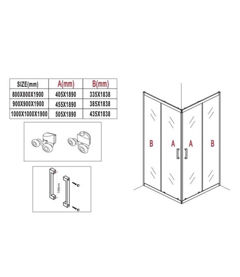 Douchecabine Dakota 100 x 100 x 190 cm - chroom - nano coating