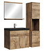 Badkamermeubel Montreal 60cm complete set - bruin eiken - zwarte wastafel