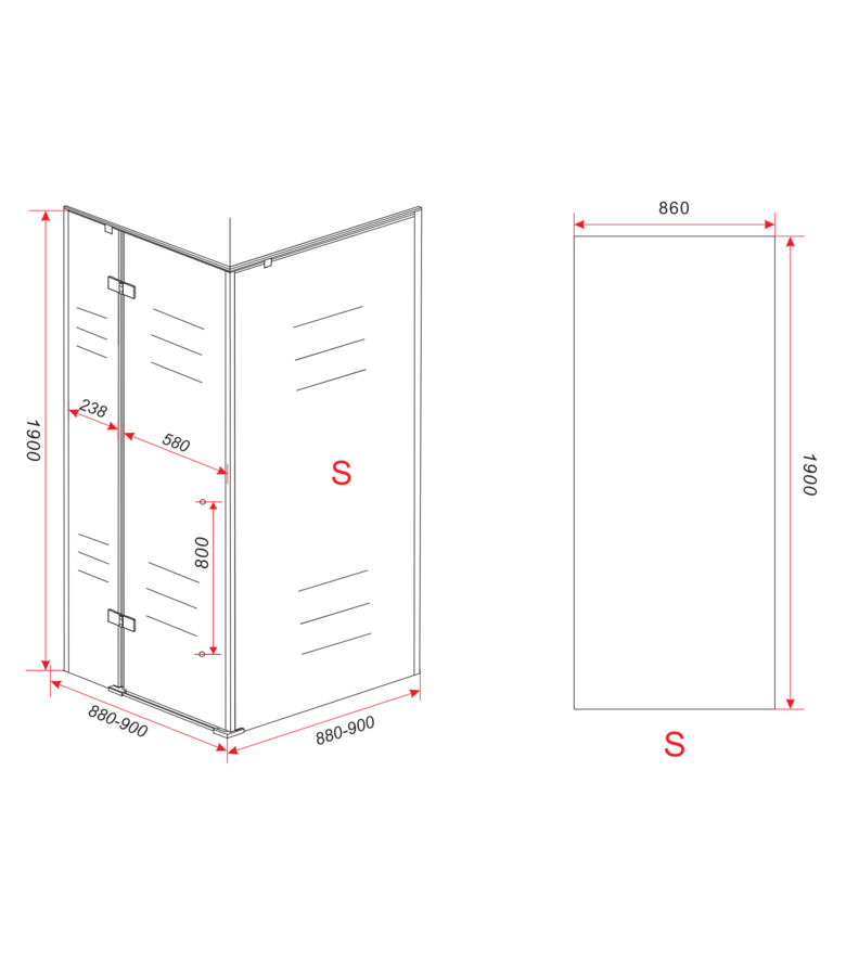 Douchecabine Vancouver 90 x 90 x 190 cm - zwart - nano coating