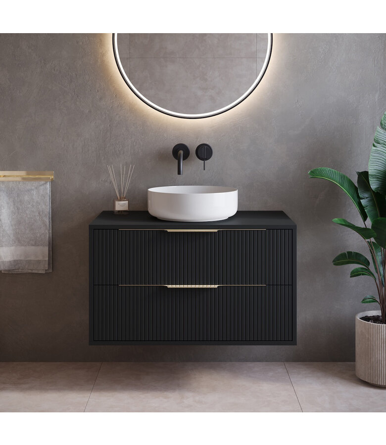 Wastafelkast Rimini - 80 x 46 x 46 cm - mat zwart