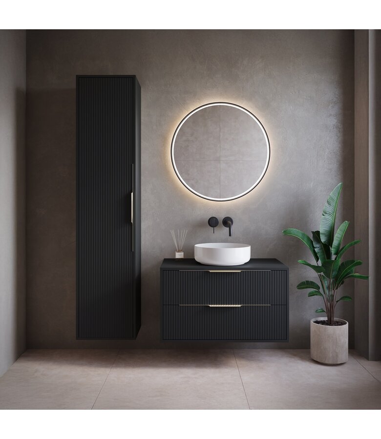 Wastafelkast Rimini - 80 x 46 x 46 cm - mat zwart