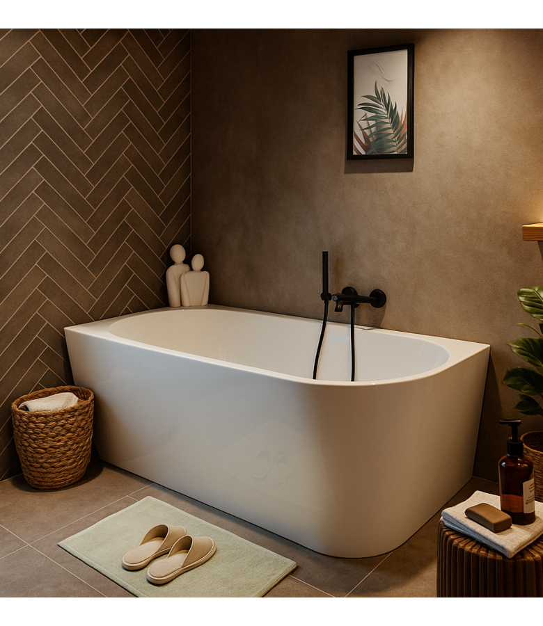 Half vrijstaand ligbad Isia 170 x 78 x 60 cm - wit  - rechts