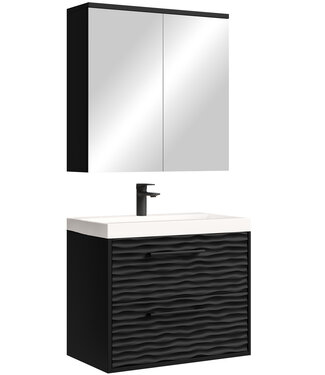 Badkamermeubel Etna 01 60cm met spiegelkast - mat zwart