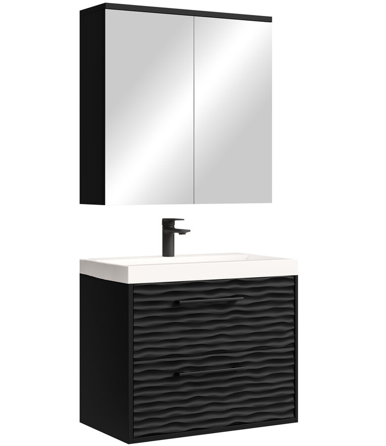 Badkamermeubel Etna 01 60cm met spiegelkast - mat zwart