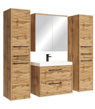 Badkamermeubel Etna 60cm XL complete set met spiegelkast - eiken