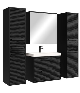 Badkamermeubel Etna 60cm XL complete set met spiegelkast - mat zwart