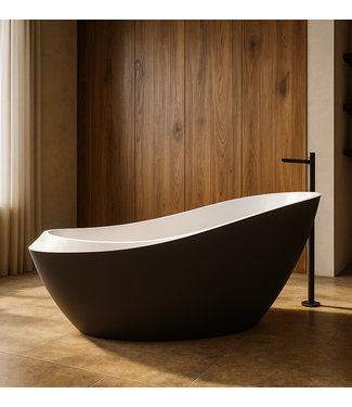 Vrijstaand ligbad Ancon 180 x 85 x 88 cm - zwart met wit